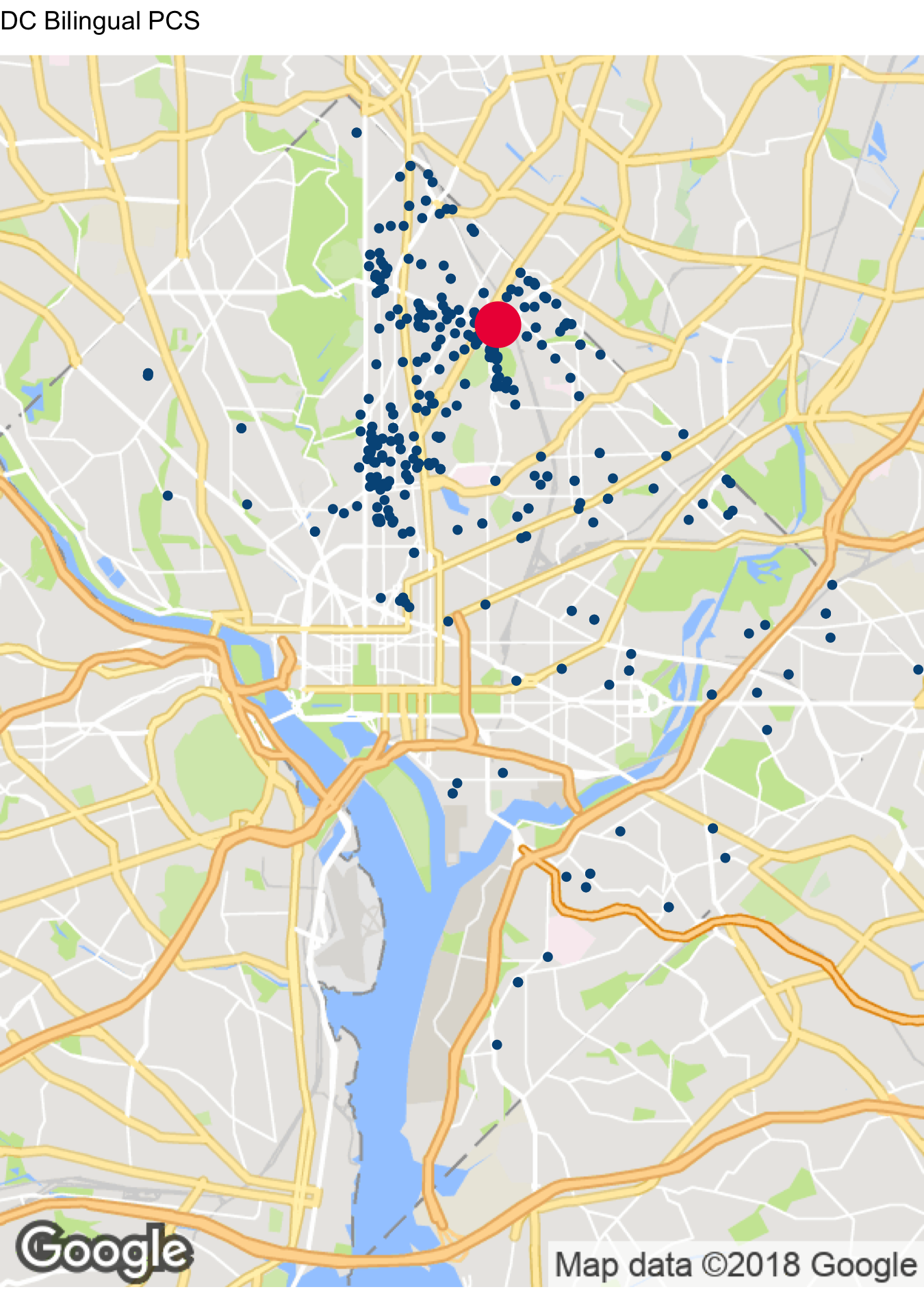 DC Bilingual PCS School Location Map DC PCSB